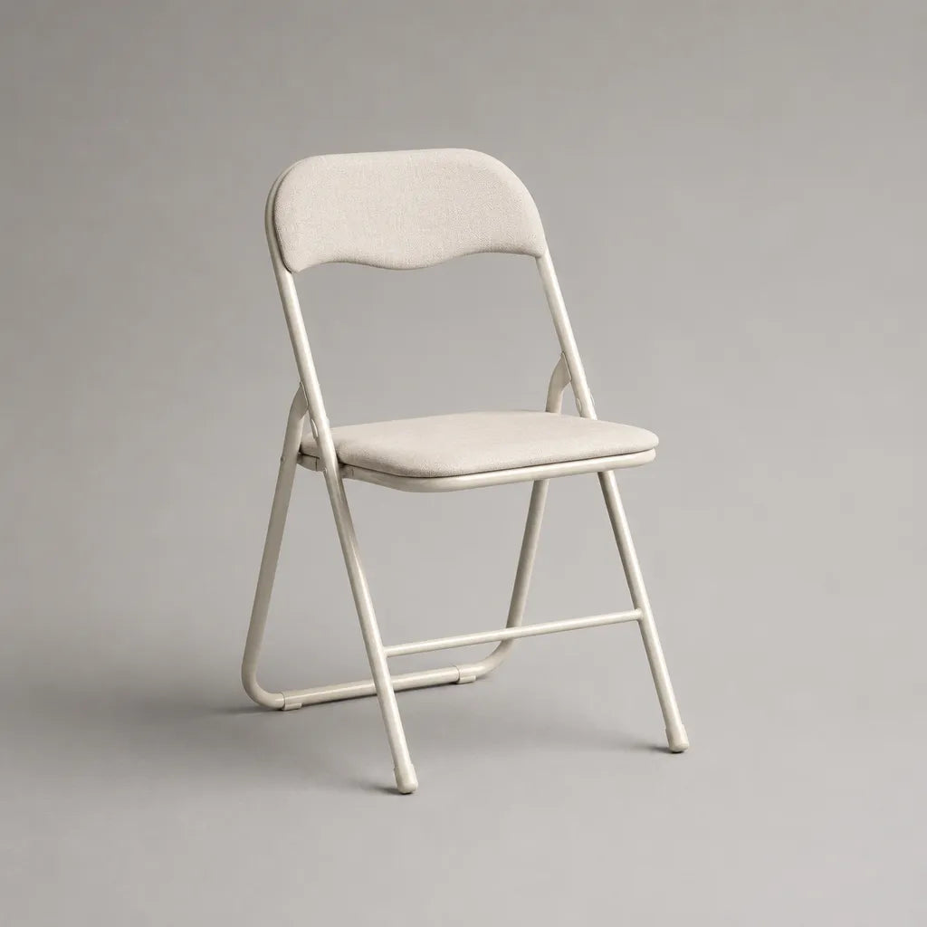 Gepolsterter Klappstuhl mit Polyesterbezug und Stahlgestell, Cremeweiß, 47 × 53 × 79 cm