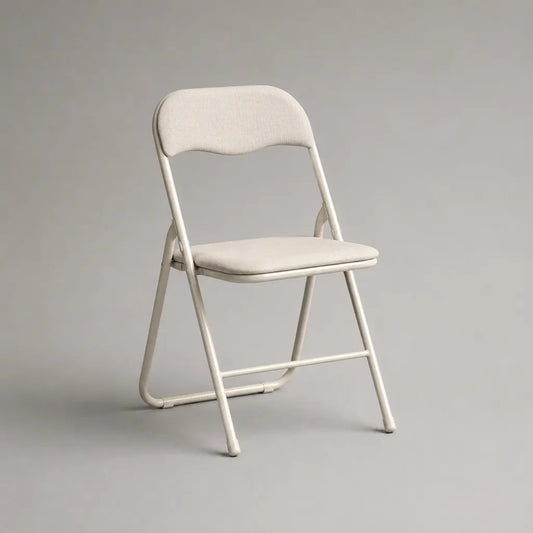 Gepolsterter Klappstuhl mit Polyesterbezug und Stahlgestell, Cremeweiß, 47 × 53 × 79 cm