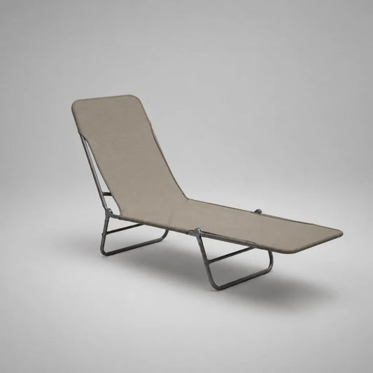 Lit de jardin pliable en tube d'acier et polyester, taupe/gris foncé, 190 × 58 × 80 cm